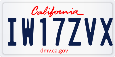 CA license plate IW17ZVX