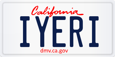 CA license plate IYERI