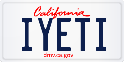 CA license plate IYETI