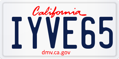 CA license plate IYVE65