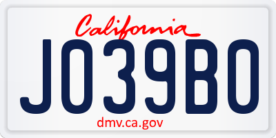 CA license plate J039B0