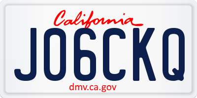 CA license plate J06CKQ