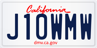 CA license plate J10WMW