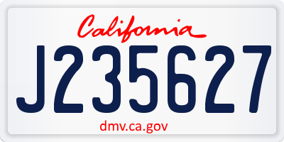 CA license plate J235627