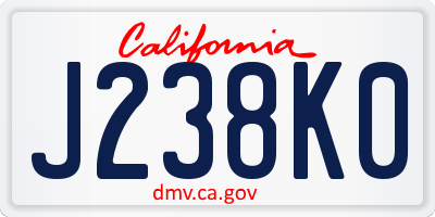 CA license plate J238K0