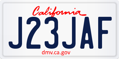 CA license plate J23JAF