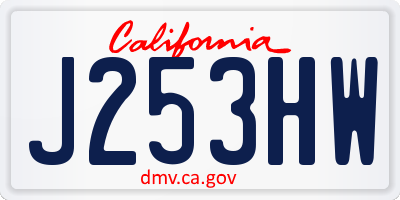 CA license plate J253HW