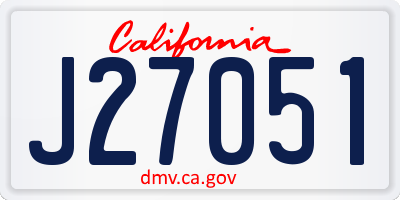 CA license plate J27051