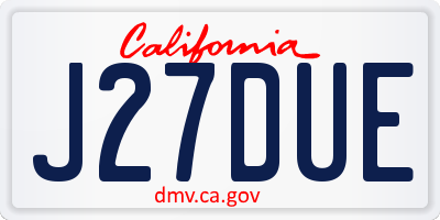 CA license plate J27DUE