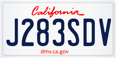 CA license plate J283SDV