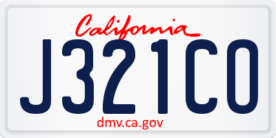 CA license plate J321CO