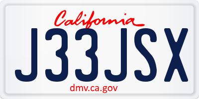 CA license plate J33JSX