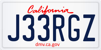 CA license plate J33RGZ