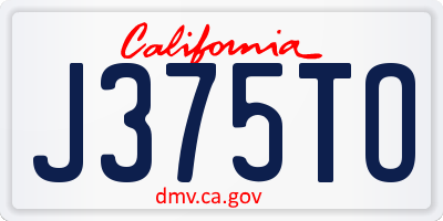 CA license plate J375TO