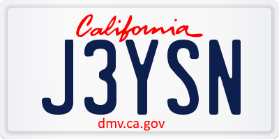 CA license plate J3YSN