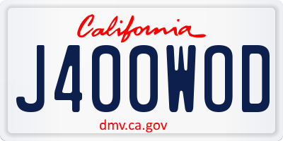 CA license plate J400WOD