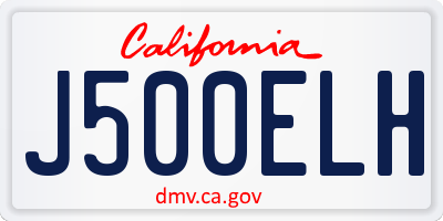 CA license plate J500ELH