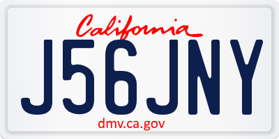 CA license plate J56JNY