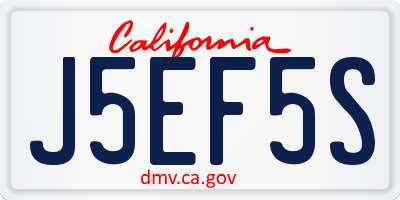 CA license plate J5EF5S