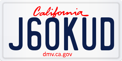 CA license plate J60KUD