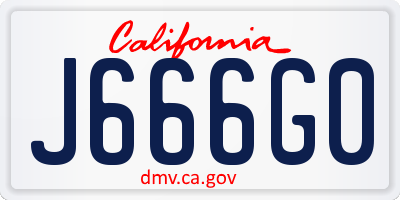 CA license plate J666G0