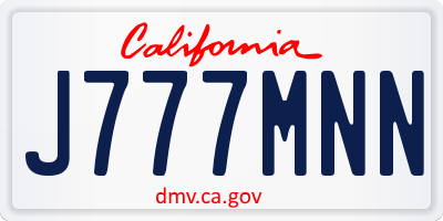 CA license plate J777MNN