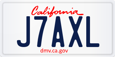 CA license plate J7AXL