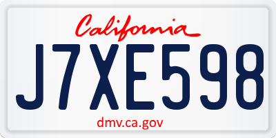 CA license plate J7XE598