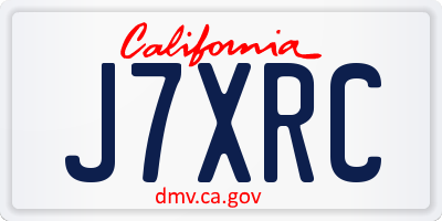 CA license plate J7XRC