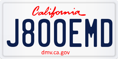 CA license plate J800EMD