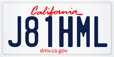 CA license plate J81HML