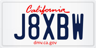 CA license plate J8XBW