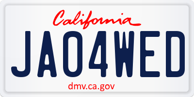 CA license plate JA04WED