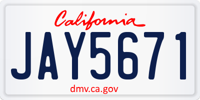 CA license plate JAY5671