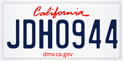 CA license plate JDH0944