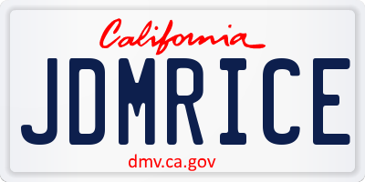 CA license plate JDMRICE