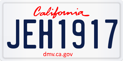 CA license plate JEH1917