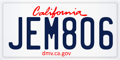 CA license plate JEM806