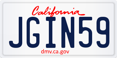 CA license plate JGIN59
