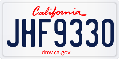 CA license plate JHF9330