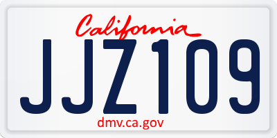 CA license plate JJZ109