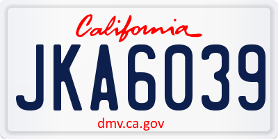 CA license plate JKA6039