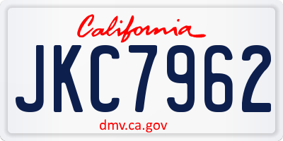 CA license plate JKC7962