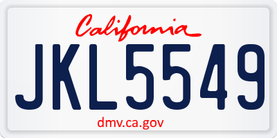 CA license plate JKL5549