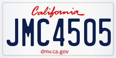 CA license plate JMC4505