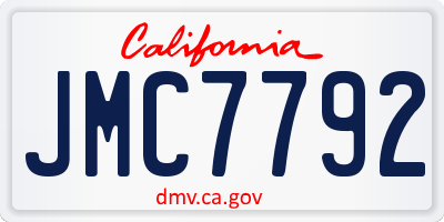 CA license plate JMC7792