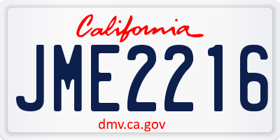 CA license plate JME2216