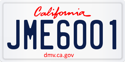 CA license plate JME6001