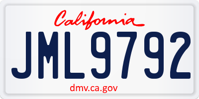 CA license plate JML9792