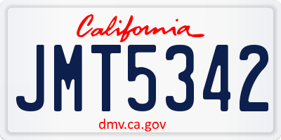 CA license plate JMT5342